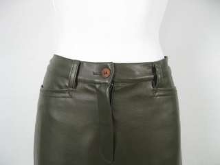 THALIAN Hunter Green Leather Pants Trousers Slacks Sz 4  