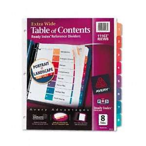  Avery® Extrawide Ready Index Dividers, Eight Tab, 9 1/2 x 