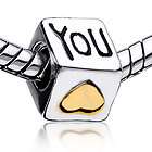 PUGSTER I LOVE YOU CUBE TWO TONE BEAD FOR BRACELET Q27