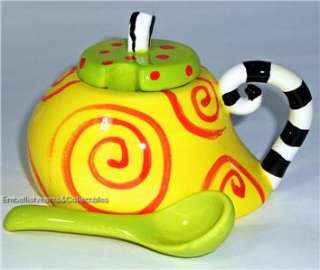 Sugar Bowl + Spoon Jester Ceramic Hndptd Emmenegger NEW  