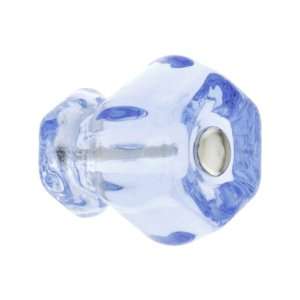  Medium Hexagonal Light Blue Glass Cabinet Knob With Nickel 