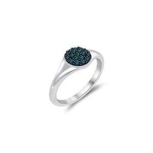  0.20 Cts Blue Diamond Ring in 14K White Gold & Black 