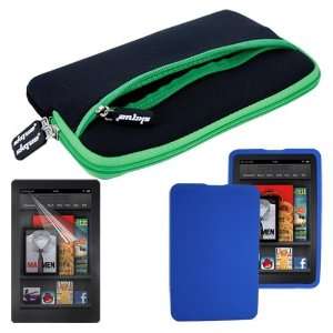  Premium Glove Case(Black With Green Trim)+Blue Silicone Case+Screen 