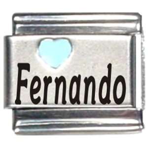  Fernando Light Blue Heart Laser Name Italian Charm Link 