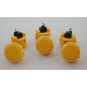  6pc Set of Sanwa OBSF 30 Y Yellow Push Buttons Everything 