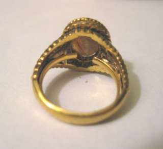 Elegant Vintage Textural Goldtone Foil Opal Ring Beautiful  