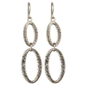  LibbySue Textural Double Loop Earrings in Brushed Silver 