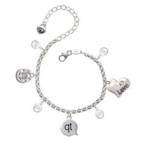 qt   Cutie   Text Chat Love & Luck Charm Bracelet with Clear Swarovski 
