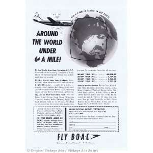  1954 BOAC Around the World Travel Vintage Ad Everything 