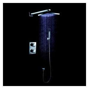 LED Thermostatic Contemporary Wall Mount Shower Faucet (Chrome Finish)