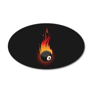  38.5x24.5O Wall Vinyl Sticker Flaming 8 Ball for Pool 
