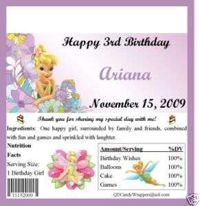 Tinkerbell Candy Wrappers/Birthday Party Favors  