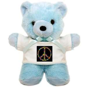  Teddy Bear Blue Peace Symbol Flowers 60s 