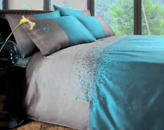 Teal & Grey Duvet Cover Bedding Set With WOW FACTOR   Tempo  