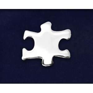    Large Silver Puzzle Pin   Autism Ribbon (RETAIL) Toys & Games