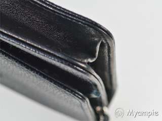   Logo Black Silver Caviar Skin Chain Wallet Shoulder Bag Purse Box