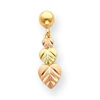 New 10k Tri color Black Hills Gold Heart Leaf Earrings  