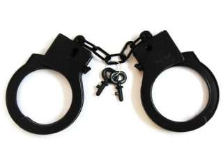 24 BLACK PLASTIC HANDCUFFS with KEYS toy police cuffs play kids 