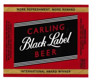 South Africa Carling Black Label Beer Label MINT  