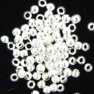  300 3mm bright silver plated smooth brass round beads 