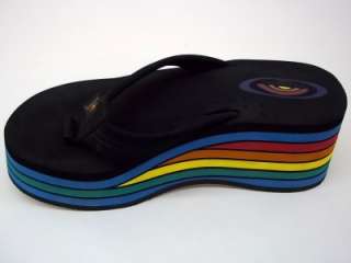 Rainbow Sandals 6 Layer Wedge Flip Flops Large Approx Women Size 10 