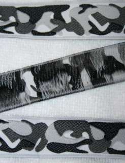 Black Gray White ARMY CAMO Woven Jacquard ribbon BTY 1  