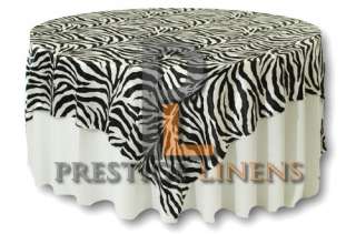 20 Pack of 60 Square Zebra Printed Taffeta Overlays  