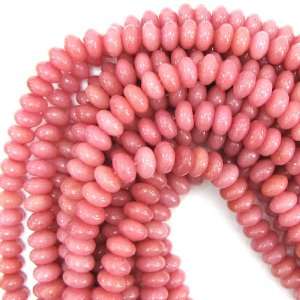  6x10mm jade rondelle beads 16 strand pink