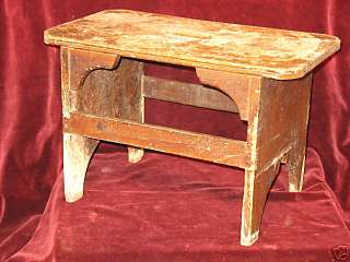 PRIMITIVE PINE PAINTED COUNTRY STOOL BENCH PLANT STAND  