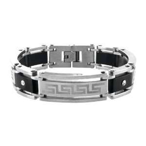   IP Black Bracelet Greek Key Pattern   Size 8.5 Inches Long Jewelry