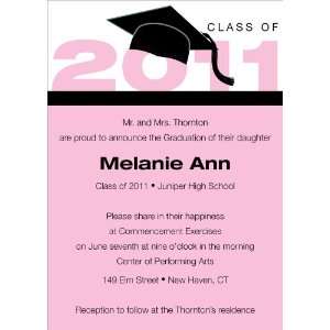  2012 Cap & Tassel   Pink & Black Graduation Invitations 