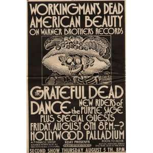  Grateful Dead Hollywood Concert Ad Poster 1971