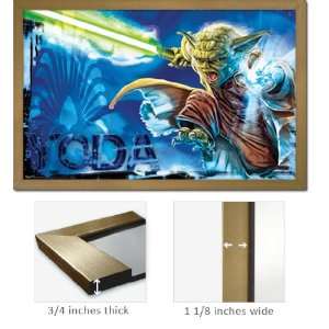  Gold Framed Star Wars Yoda Unleashed Attack Poster Fr6136 