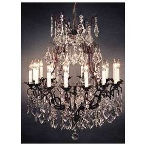  Wrought Iron Bronze Crystal Chandelier H33 x W27