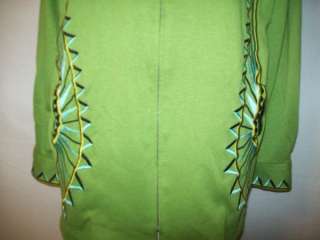 Bob Mackie jacket green polyester rayon spandex Size Large new  