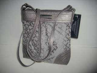   TOMMY HILFIGER Signature Cross Body Shoulder Bag Purse Pewter Gray NWT