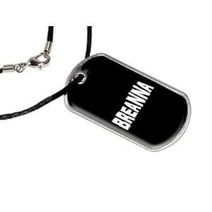  Breanna   Name Military Dog Tag Black Satin Cord Necklace 