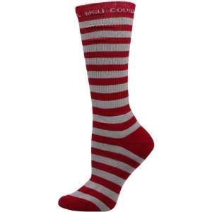   Cougars Womens Striped Tall Socks   Crimson Gray