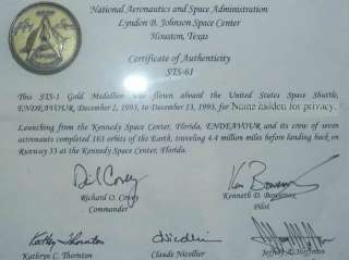   on STS 61 Space Shuttle Endeavour Crew Signed NASA with Bonus  