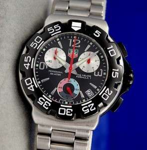 Mens Tag Heuer Formula One / 1 F1 SS Chronograph Watch   Black Dial 