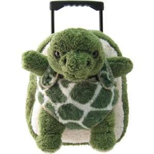 Kids Boys Girls Green Turtle Plush Roller Backpack With Stuffie item 