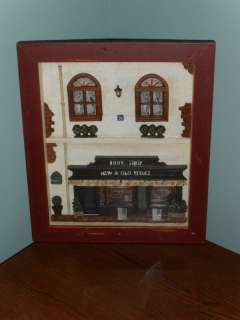 BOOK SHOP SHADOWBOX Picture Wooden Frame under Glass  