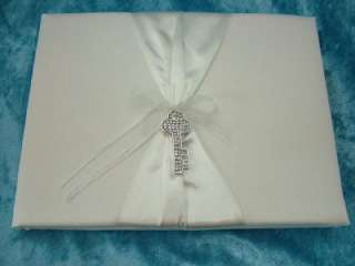 Ivory Satin Diamond Key To My Heart Wedding Guest Book  