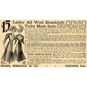 1908 Ad Wool Broadcloth Tailor Made Suits Women    Original Print 