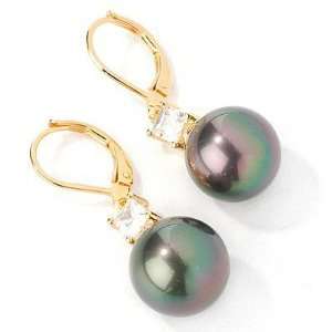  Sterling Silver / Gold Plated Simulated Pearl & Cubic 