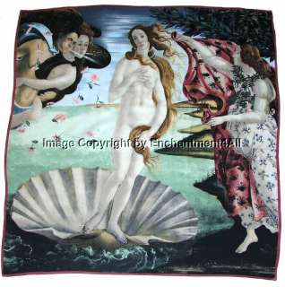   100% Silk Scarf Wrap w Sandro Botticelli Birth of Venus 1480  