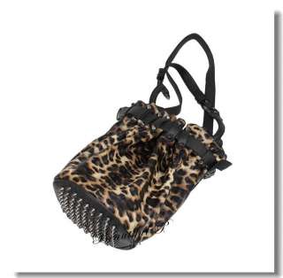 New Celebrity Leopard Bottom Studs Rivet Bucket Handbag  