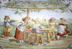   Sarreguemines France Wall Plaque or Charger  Tavern Scene w/Children