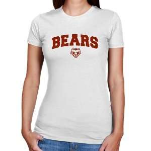  Brown Bears Ladies White Logo Arch Slim Fit T shirt 
