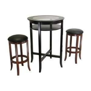  Round Glass Pub Table with Bar Stools   3 Piece Set